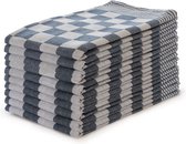 Essuies de vaisselle Block Blauw - 65x65 - Set de 10 - Carreaux - Torchons Block - 100% coton - Essuies de vaisselle Horeca