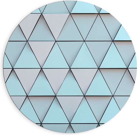 Dibond Muurcirkel - Geometrisch Ruit Patroon in Blauwe Kleur - 90x90 cm Foto op Aluminium Muurcirkel (met ophangsysteem)