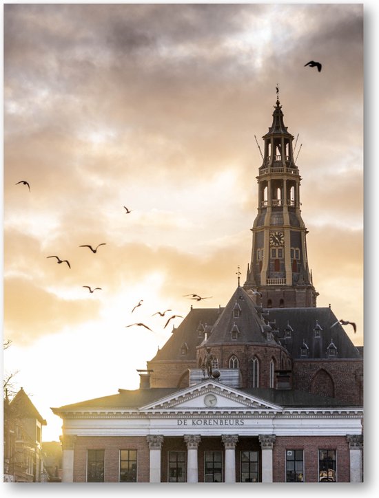 Sunset vismarkt Groningen - Fotoposter