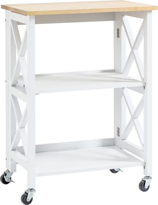 Caisson de bureau - HOMCOM - mobile 3 tiroirs meuble rangement roulettes documents imprimante - bois - 40x50x57,5cm - blanc - Maison