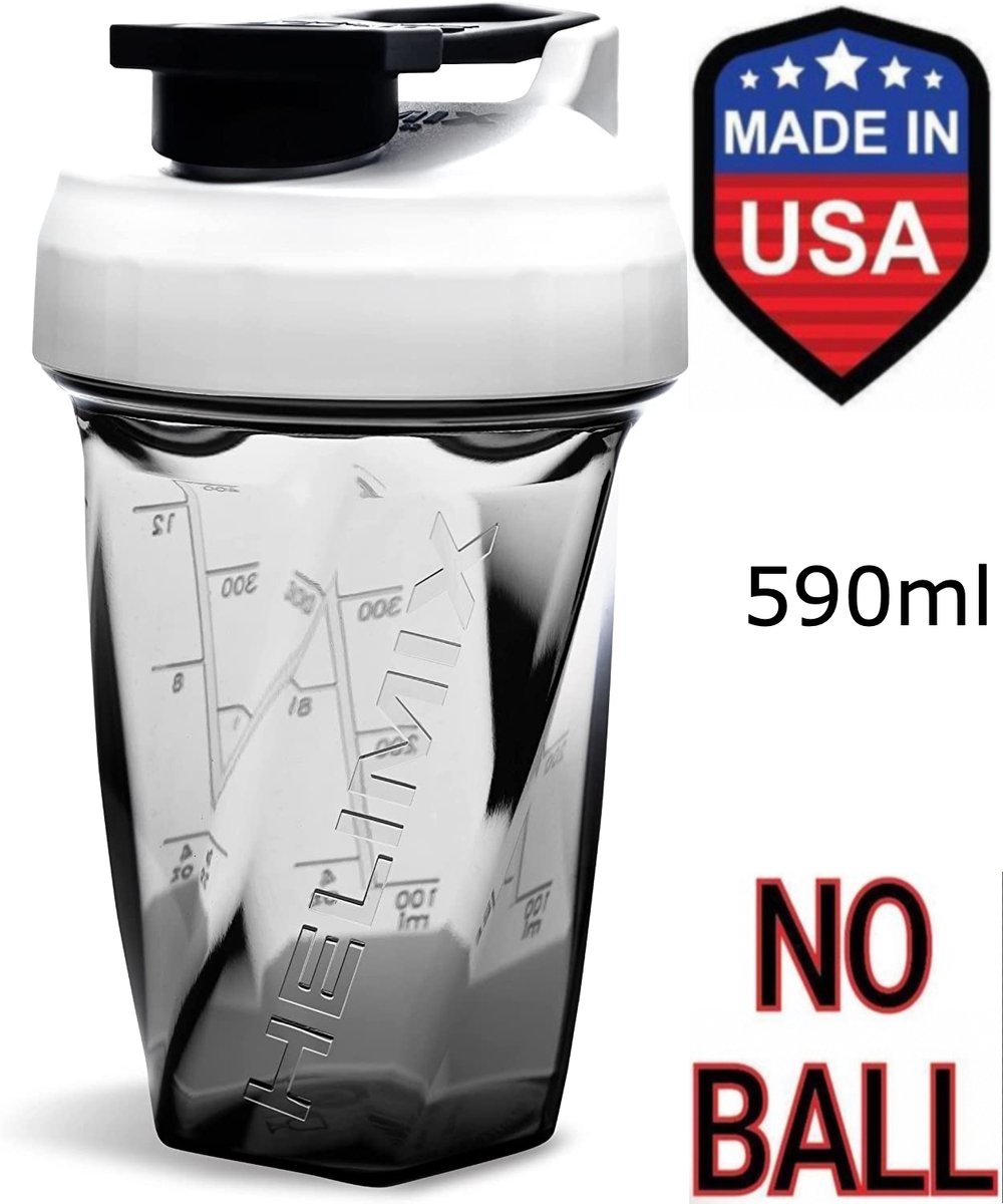 Goedkoopste Helimix Vortex Shaker beker - Kleur Wit - 590ml - Geen blending bal of garde nodig - Beste draagbare pre-workout wei-eiwit fitness beker - Mixt Cocktails, Smoothies en Shakes - Bidon is vaatwasserbestendig