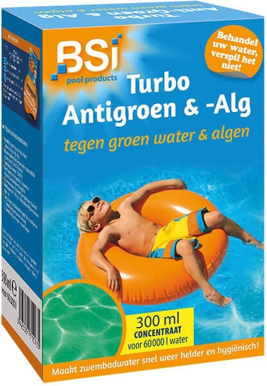 BSI - Anti-groen & alg - Maak groen en vuil water weer helder en hygiënisch - Zwembad - Spa - 300 ml voor 60 000 l