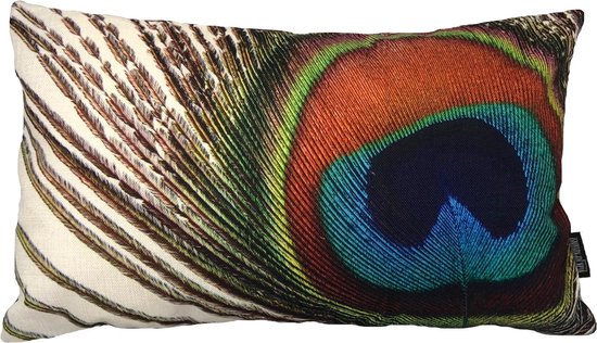 Sierkussen Peacock Feather / Pauw Long 2 | 30 x 50 cm | Katoen/Linnen
