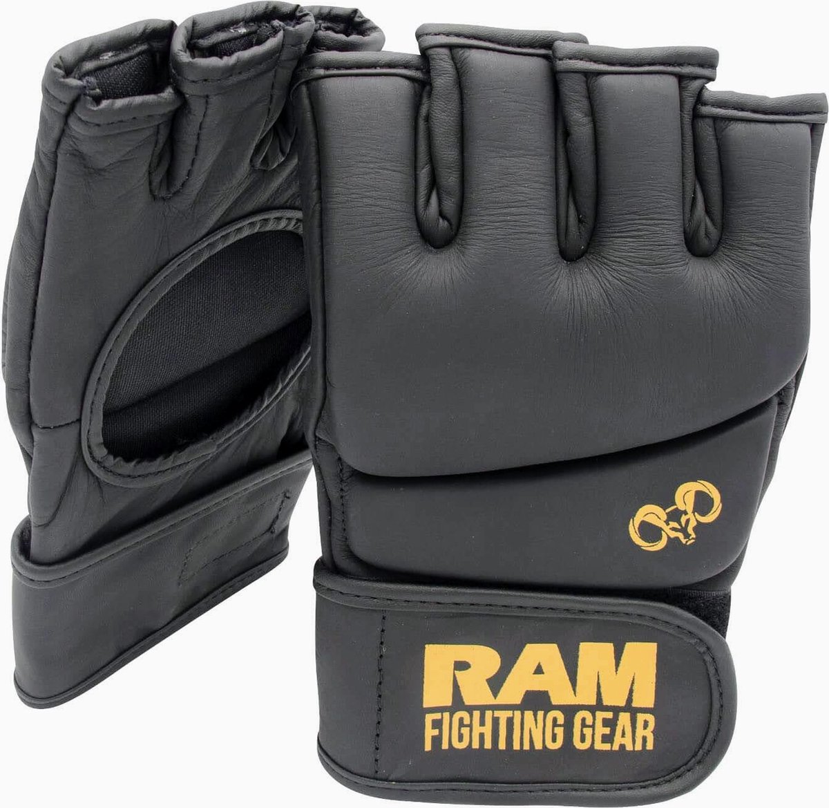 RAM 'Undisputed' - MMA Handschoenen - Leer - Mat Zwart-Goud - Maat L/XL