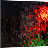 Acrylglas - Foto van Rood en Groen Licht achter Glazen Wand - 100x100 cm Foto op Acrylglas (Met Ophangsysteem)