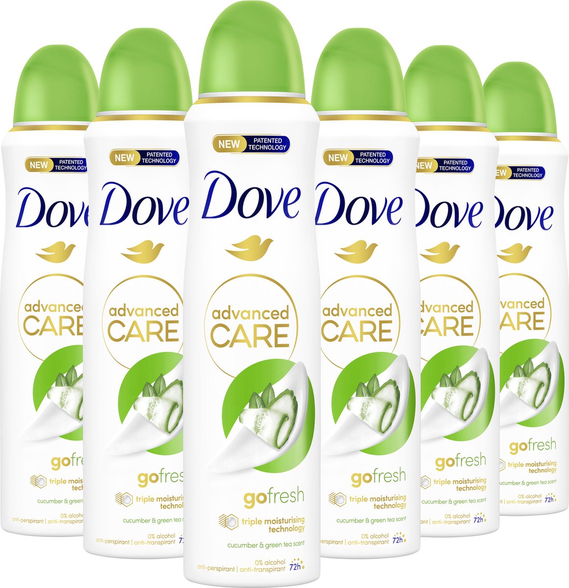 Dove Advanced Care Go Fresh Cucumber & Green Tea - Anti-Transpirant Deodorant Spray - 6 x 150 ml - Voordeelverpakking