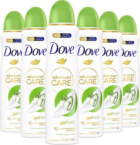Déodorant anti-transpirant Dove Advanced Care Go Fresh - Concombre et thé vert - 6 x 150 ml - Pack économique