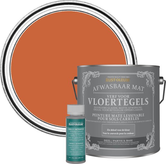 Rust-Oleum Oranje Afwasbare Vloertegelverf - Chai Thee 2,5L
