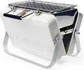 Kikkerland Draagbare Mini BBQ koffer - Gemakkelijk en veilig mee te nemen - Wit - Cadeautip