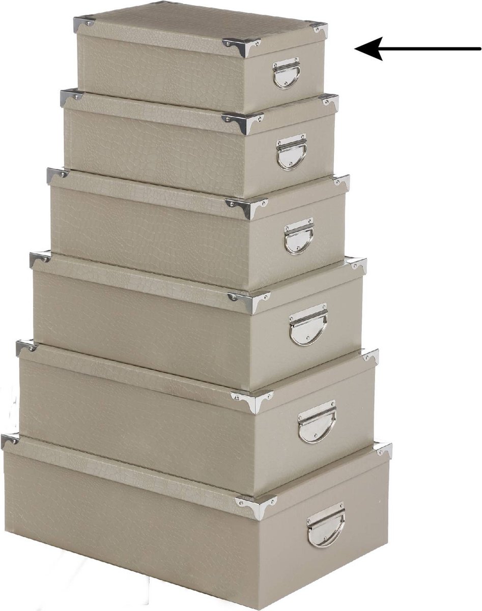 5Five Opbergdoos/box - 2x - beige - L28 x B19.5 x H11 cm - Stevig karton - Crocobox