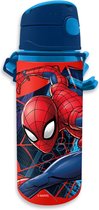 Gourde/gobelet/bouteille Marvel Spiderman avec bec verseur - bleu - aluminium - 600 ml