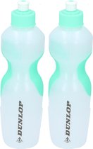 Dunlop bidon - 2x - 650 ml - wit/groen - kunststof - drinkfles/sportfles