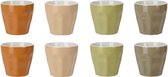 Excellent Houseware Koffie/espresso kleine kopjes - set van 12x stuks - porselein - Earth colours - 90 ml