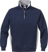 Fristads Sweatshirt Met Korte Ritssluiting 1705 Df - Marineblauw/Grijs - S