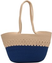 Gevlochten Tas - Katoen - 42x26x8 cm - Blauw