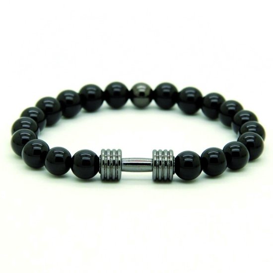 Foto: Kralen armband onyx dumbbell black