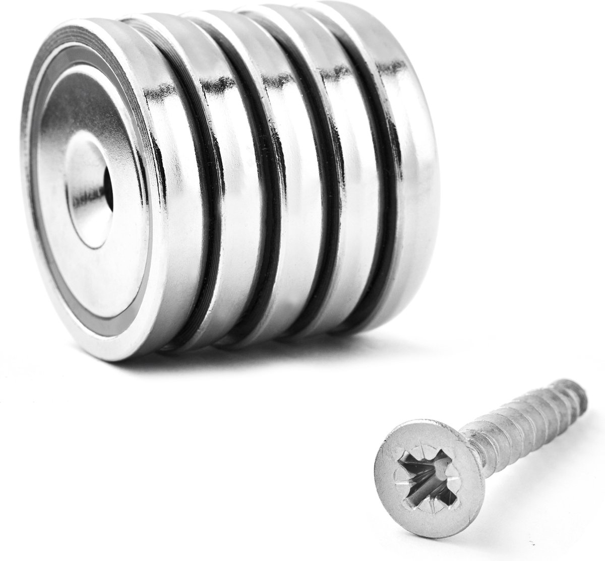 Brute Strength - Super sterk magnetisch ophangsysteem voor gereedschap, sleutels en messen - 40 mm - 5 stuks - Messenstrip - Magneetstrip