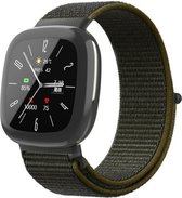 Bracelet Strap-it Smartwatch nylon avec velcro - Convient pour Fitbit Versa 4 / Fitbit Sense 2 - vert olive