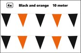 4x Vlaggenlijn Black and Orange party 10 meter - zwart en oranje - Festival thema feest party verjaardag gala jubileum