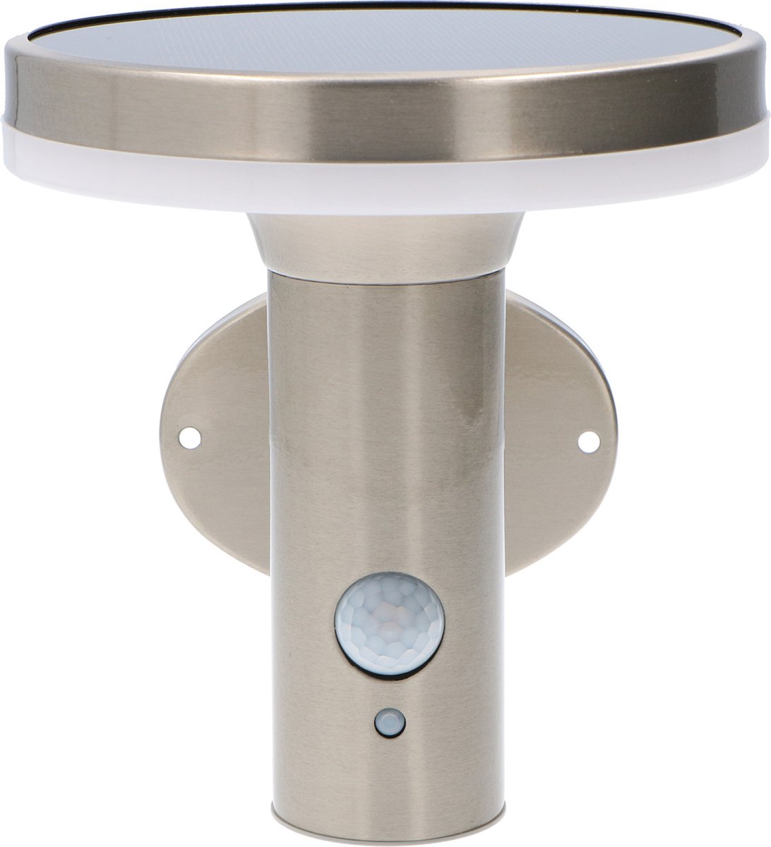 LED's Light LED Wandlamp op zonne-energie met 2 sensoren - Draadloos - RVS