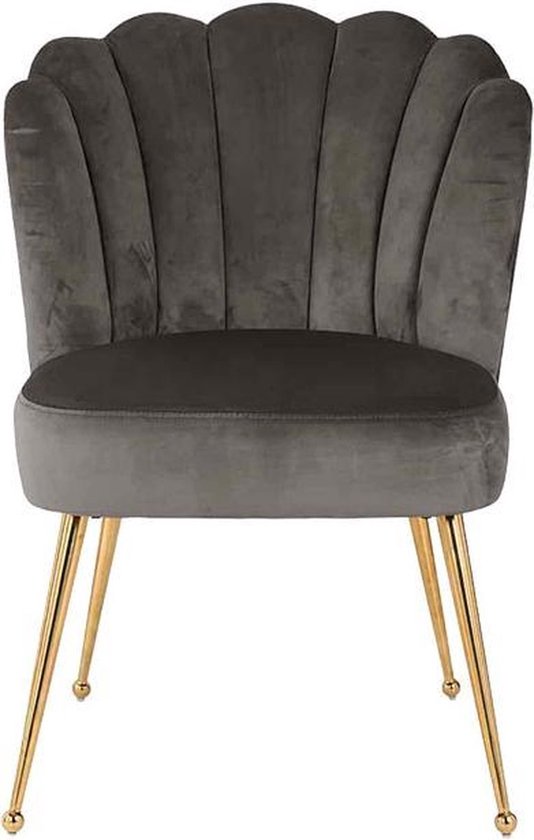 Diamant Furniture Chaise de salle à manger Fes - Grijs - Avec pieds dorés