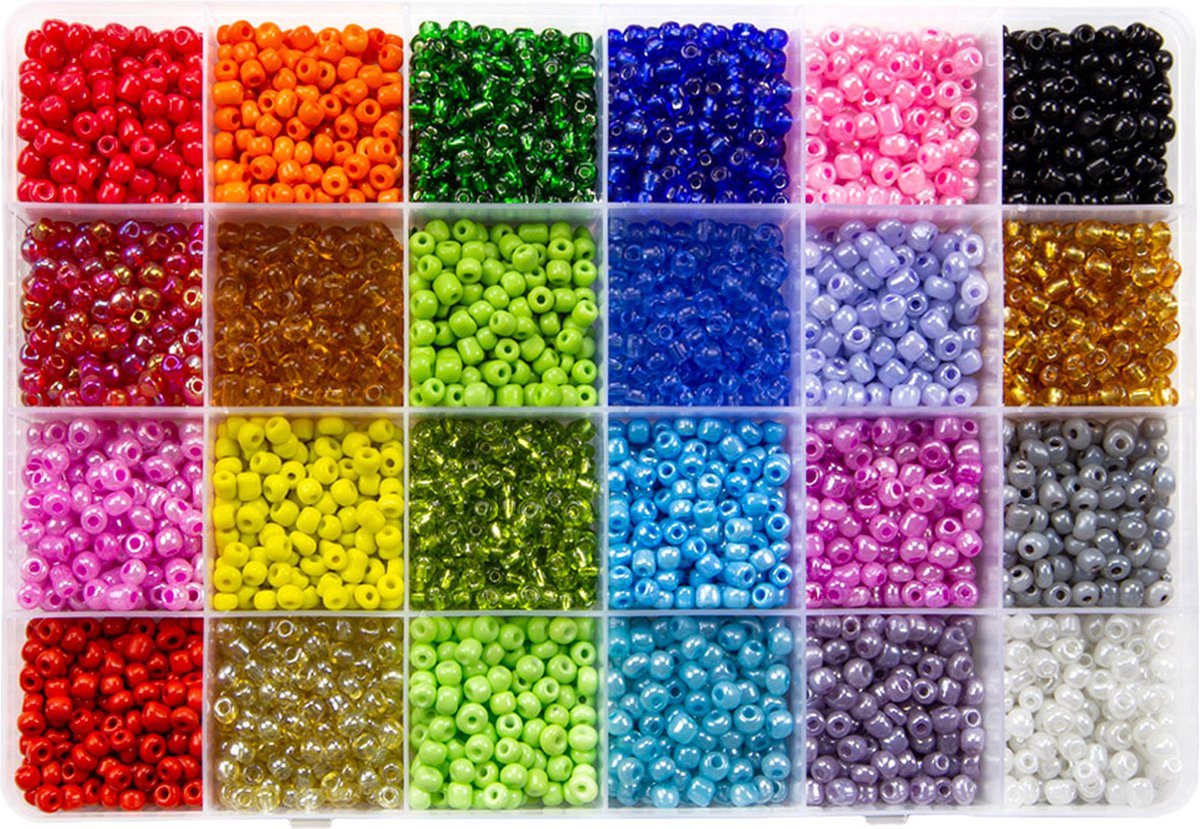 Kralendoos XL - Rocailles (4 mm / 24 x 12 gram) Mix Color