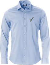 Security / Beveiliging kleding - Clique - Overhemd / Blouse inclusief borstlogo (V-tje) - Lichtblauw - Maat XL - VOOR PROFESSIONALS
