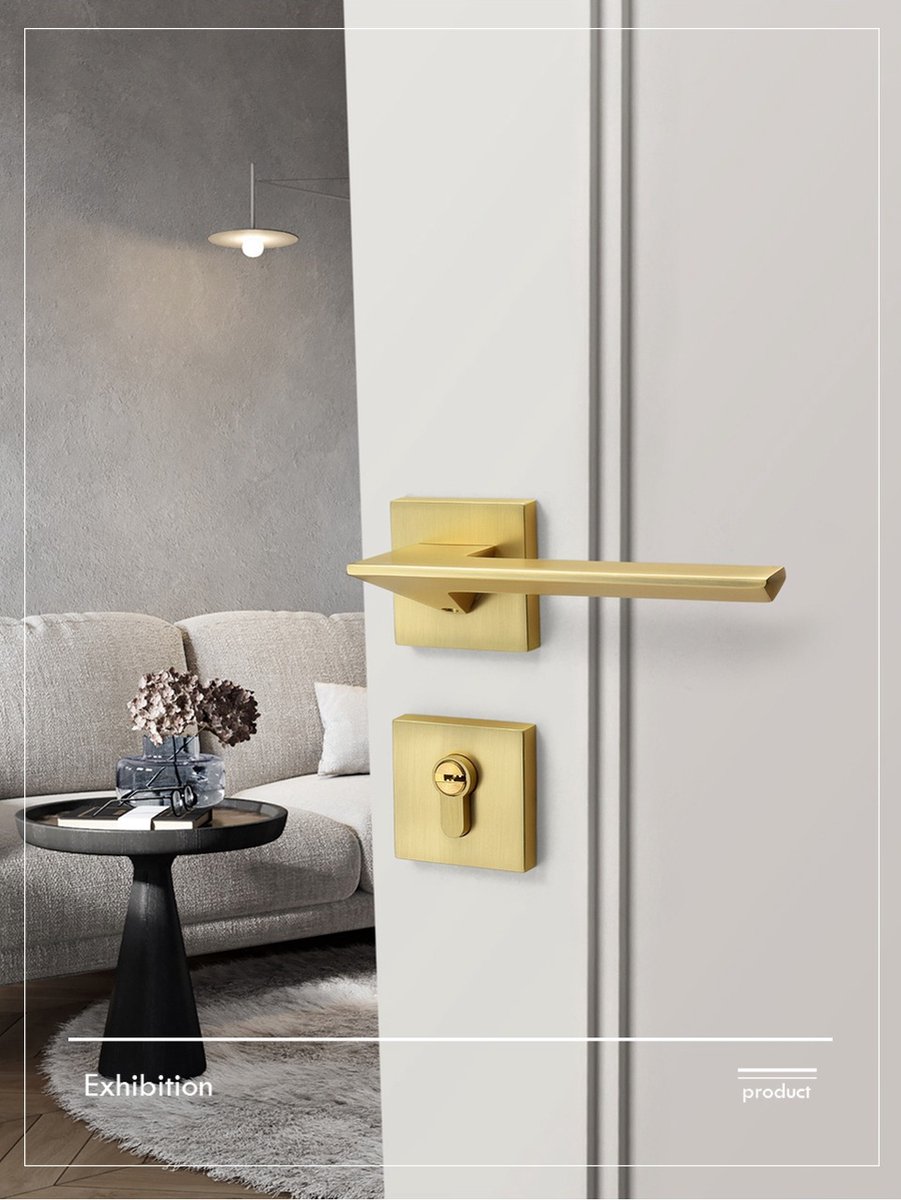 The Handle Poignée de porte intérieure moderne dorée de haute qualité en  nickel pour chambre à coucher : : Bricolage