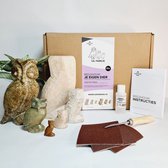 SamStone Doe-het-zelf pakket uil familie - speksteen - cadeau - kunst- hobby - 10 jr - dier - beeldhouwen