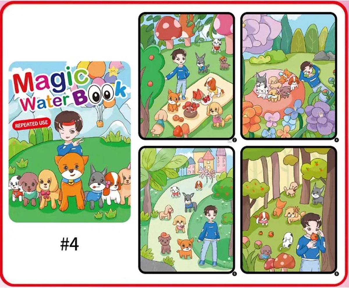 Zomer Uitverkoop! 1+1 Deal Sinterklaas | Kerst Cadeau | Magisch Water Kleurboek voor Kinderen | Zomeractie | Herbruikbare Water Tekening | Kleuren met Waterpen | Honden Picnic