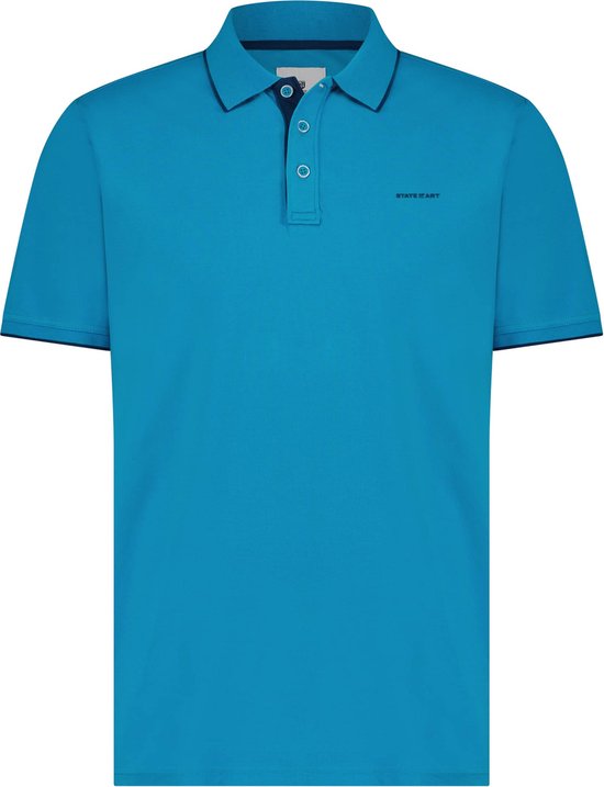 State of Art - Polo Piqué Blauw Petrol - Coupe Moderne - Polo Homme Taille 3XL