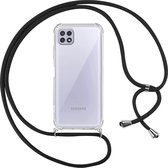 Hoesje met koord - ketting - Draagriem voor Schouder / Nek - touw - Hanger - Schouder tas - Geschikt voor: Samsung Galaxy A22 5G - transparant
