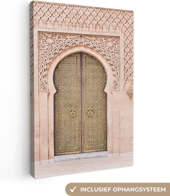 Canvas Schilderij Marokkaanse deur - Roze - Kunst - Poort - Wanddecoratie