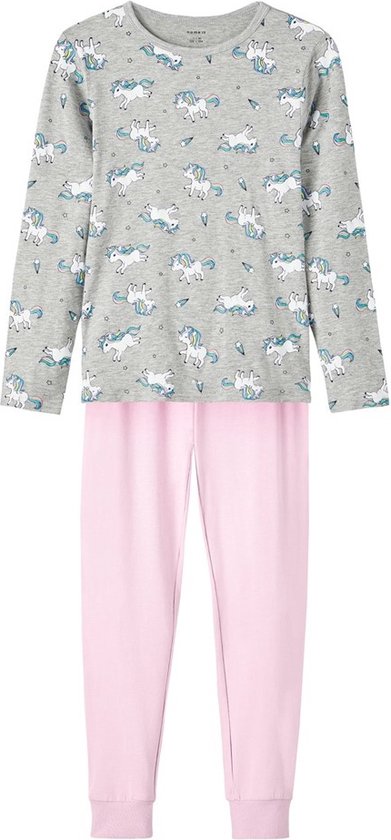 NAME IT NKFNIGHTSET GREY MELANGE UNICORN NOOS Ensemble de nuit Filles - Taille 158/164