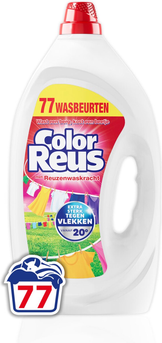 Color Reus Gel - Vloeibaar Wasmiddel - Gekleurde Was - Grootverpakking - 77 Wasbeurten - Color Reus
