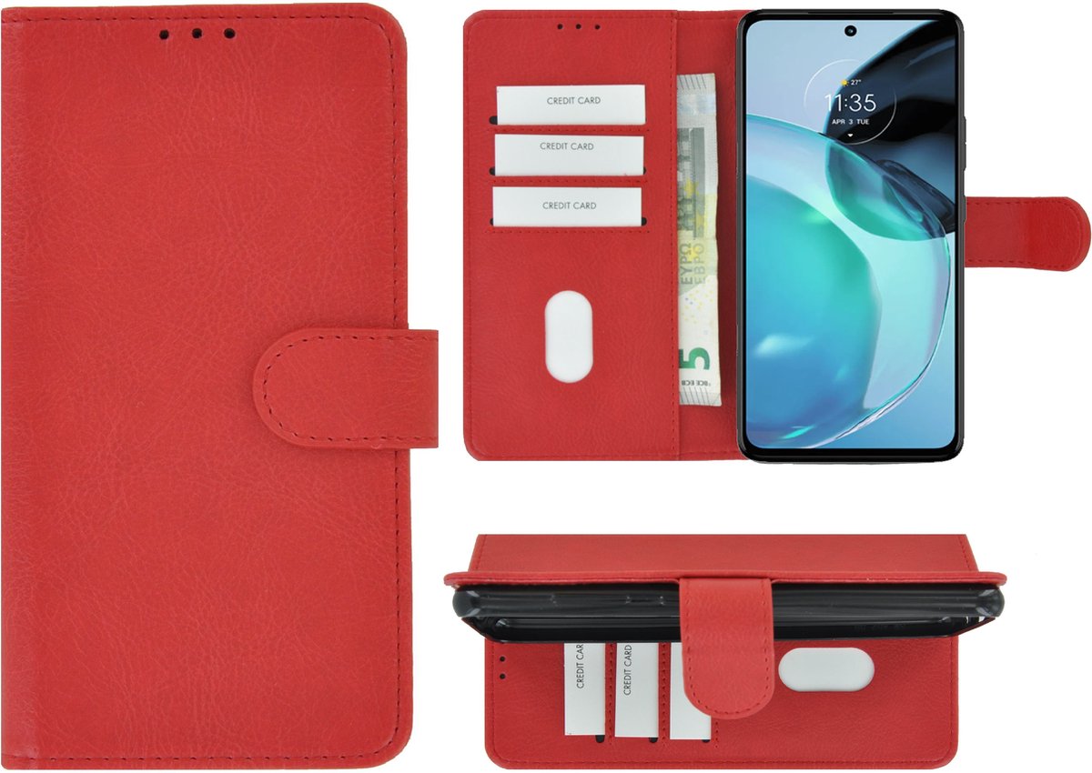 MoDo hoesje Geschikt voor Motorola Moto G73 - Kunstleer Book Case - Rood
