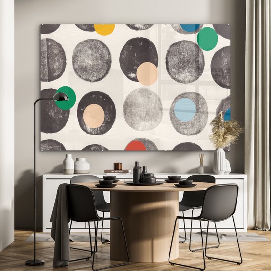 MuchoWow® Peinture sur verre 150x100 cm - Peinture sur verre acrylique - Couleurs - Abstrait - Cercles - Pastel - Photo sur verre - Peintures