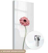 MuchoWow® Peinture sur verre 60x120 cm - Peinture acrylique sur verre - Fleurs - Rose - Nature - Wit - Plante - Photo sur verre - Peintures