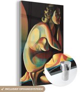 MuchoWow® Peinture sur verre 60x90 cm - Peinture sur verre - Femme - Portrait - Art - Abstrait - Photo sur verre acrylique - Peintures