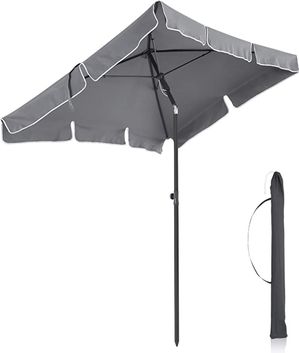 Mara Parasol - Rechthoekige Tuinscherm - UV-bescherming tot UPF 50+ - Parasoldoek Met PA-coating - Grijs