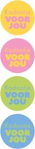 Sluitsticker - Kadootje voor jou - 4 assorti - Sluitzegel – Kadosticker – Moederdag | Zoete kleuren - Oranje - Rose - Groen - Blauw | Moeder - Mama | Bedank kaart | Envelop sticker | Cadeau – Gift – Cadeauzakje | Chique inpakken | DH collection