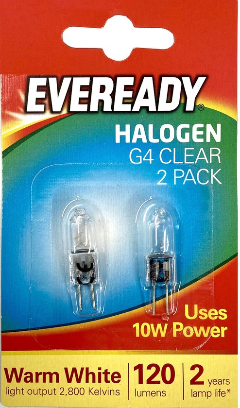 auditie Vlek botsing Eveready 2-pack Halogeen licht bulb heldere lamp G4 10 watt warm wit 2800 K  | bol.com