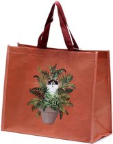 Kim Haskins Sac Shopping Cat Floral en RPET Rouge Navigation - 33x40x17cm