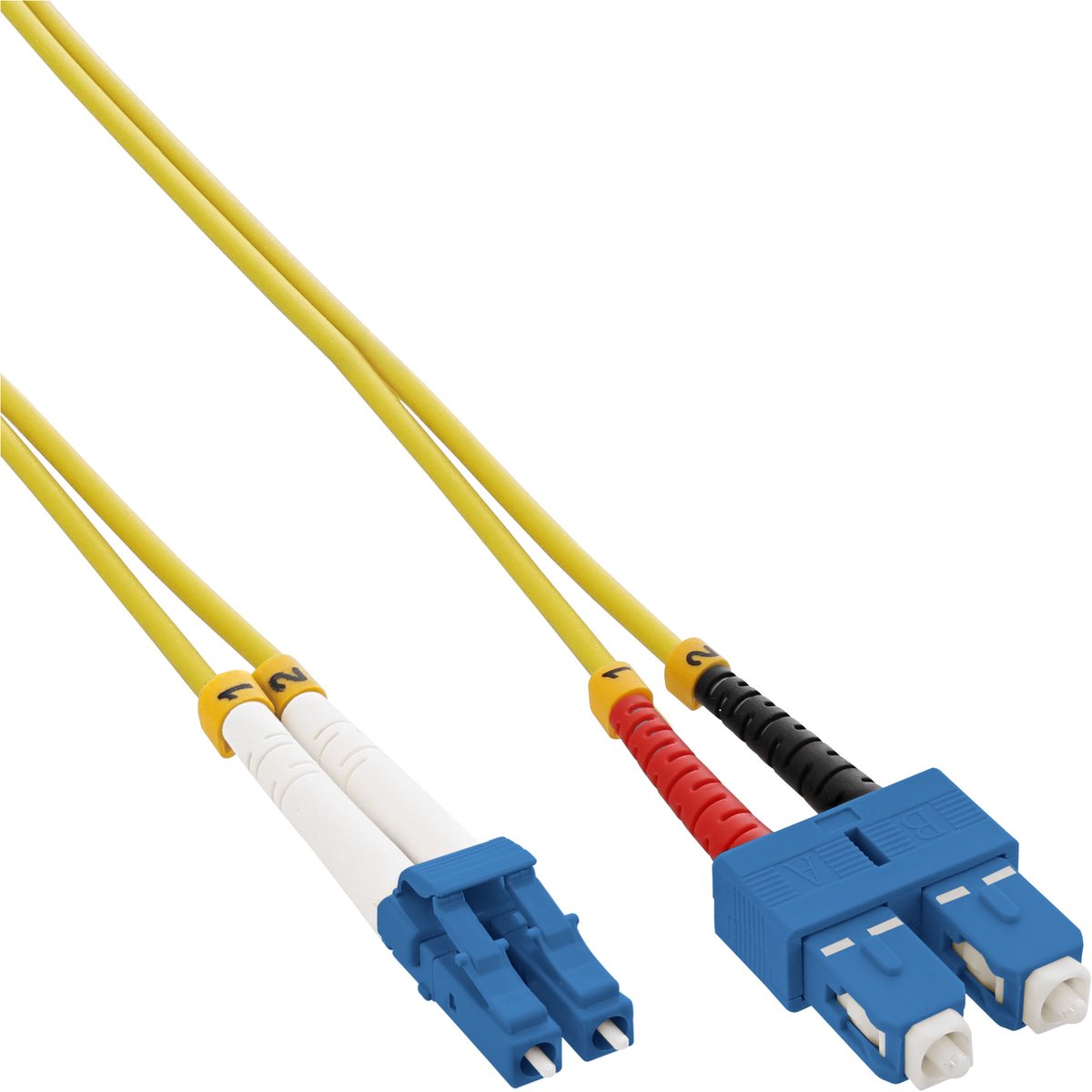 InLine LC - SC Duplex Optical Fiber Patch kabel - Single Mode OS2 - geel / LSZH - 1 meter