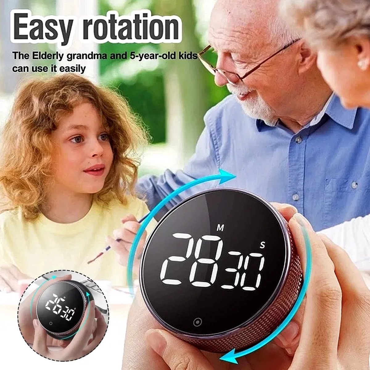 Stopwatch- Magnetische Timer - Digitale Kookwekker - Magnetisch met Handige Draaiknop- LED Ronde Digitaal - Koken - Douche - Studie - Stopwatch