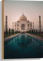 Hout - Tai Mahal Moskee - India - 40x60 cm - 9 mm dik - Foto op Hout (Met Ophangsysteem)