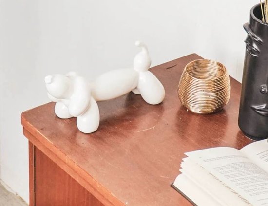 Décoration - Teckel - chien ballon - chien - blanc - céramique - 25,5x10x13 cm
