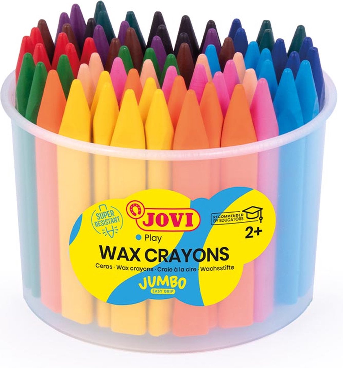 Driehoekige waskrijtjes gemengde kleuren - ton 72st.