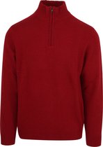 Suitable - Half Zip Trui Wol Blend Rood - Heren - Maat XXL - Modern-fit