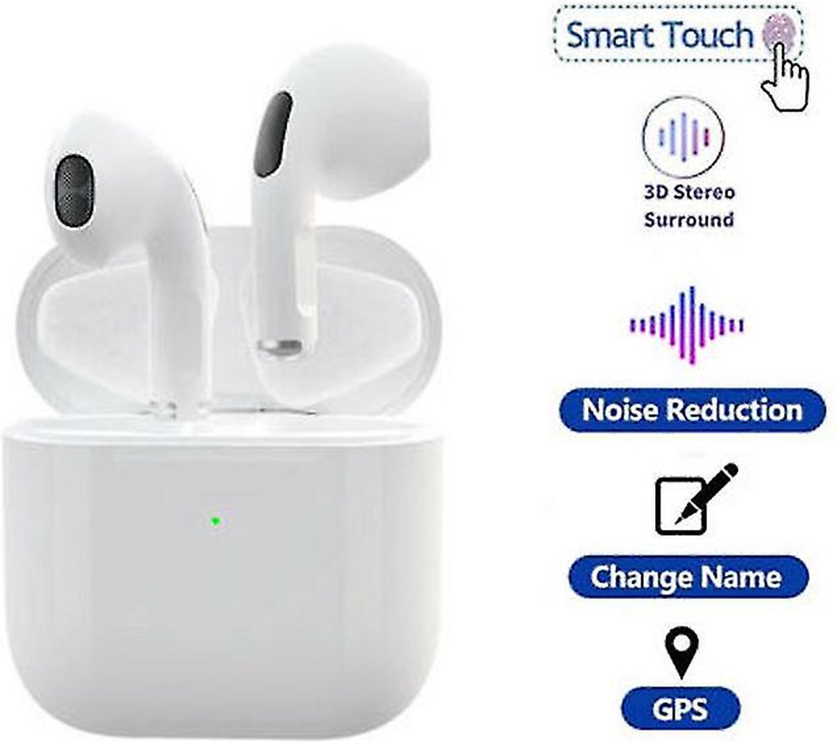 Draadloze oordopjes Bluetooth oortjes Draadloze oortjes Oordopjes Wit